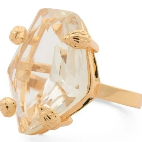 Kurt Geiger London Eagle Stone Clear Asymmetrical Shape Cocktail Ring Size 7 - Picture 4 of 8